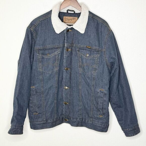 Wrangler Authentic Western Jacket Fleece Lined Denim Chore Jacket Jean Jacket - - Picture 1 of 11